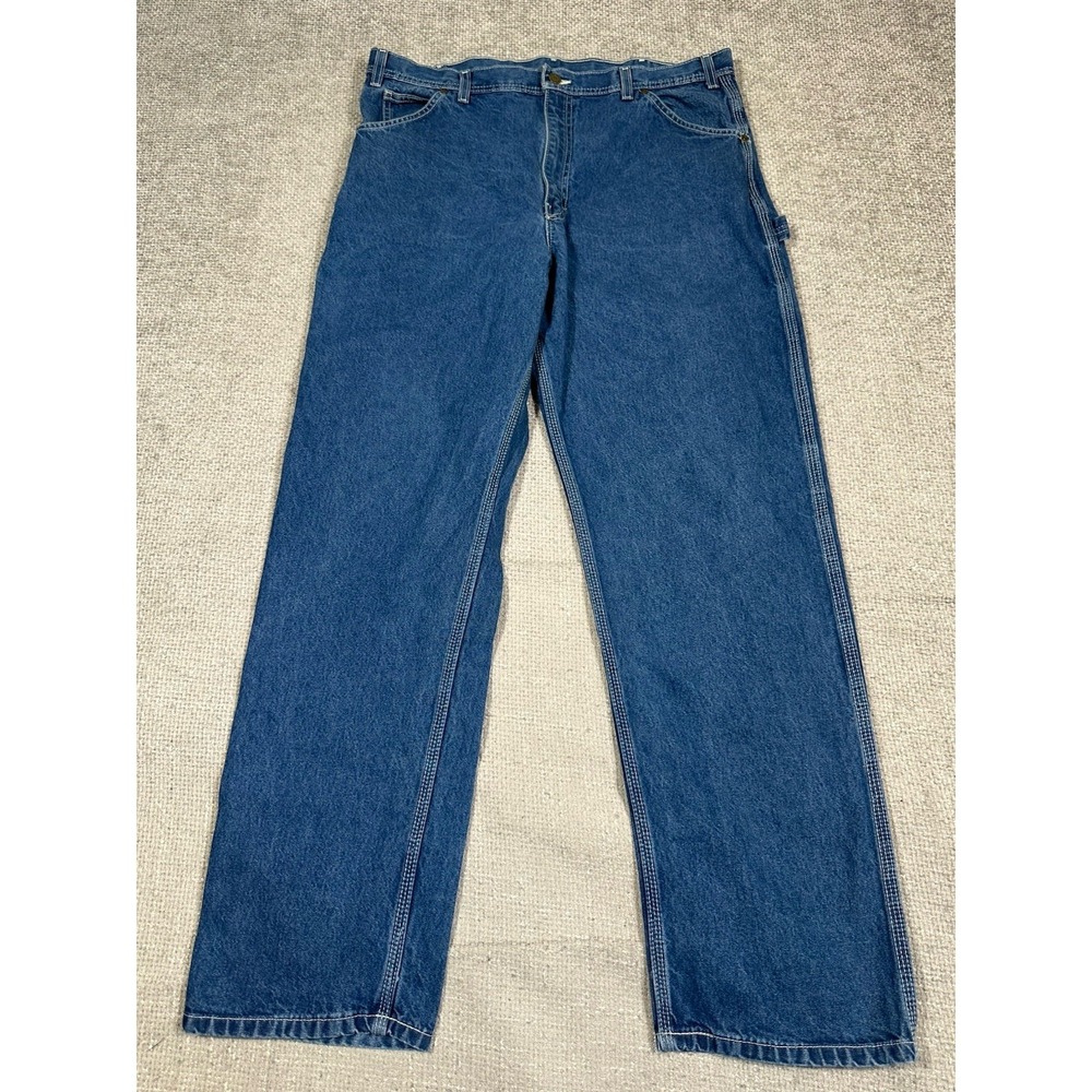 Key Carpenter‎ Jeans Mens 38x32 Blue Workwear Utility Straight Read